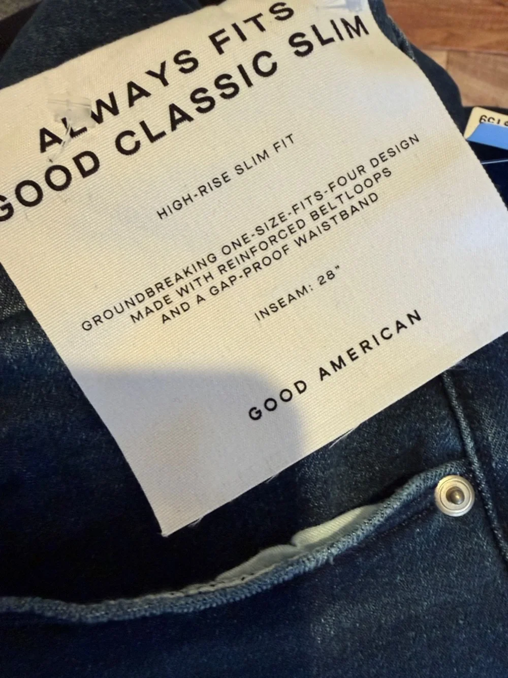 Good American Dark Blue Cropped High-Rise Jeans, Sz 14-18, NWT - Picture 6 of 6